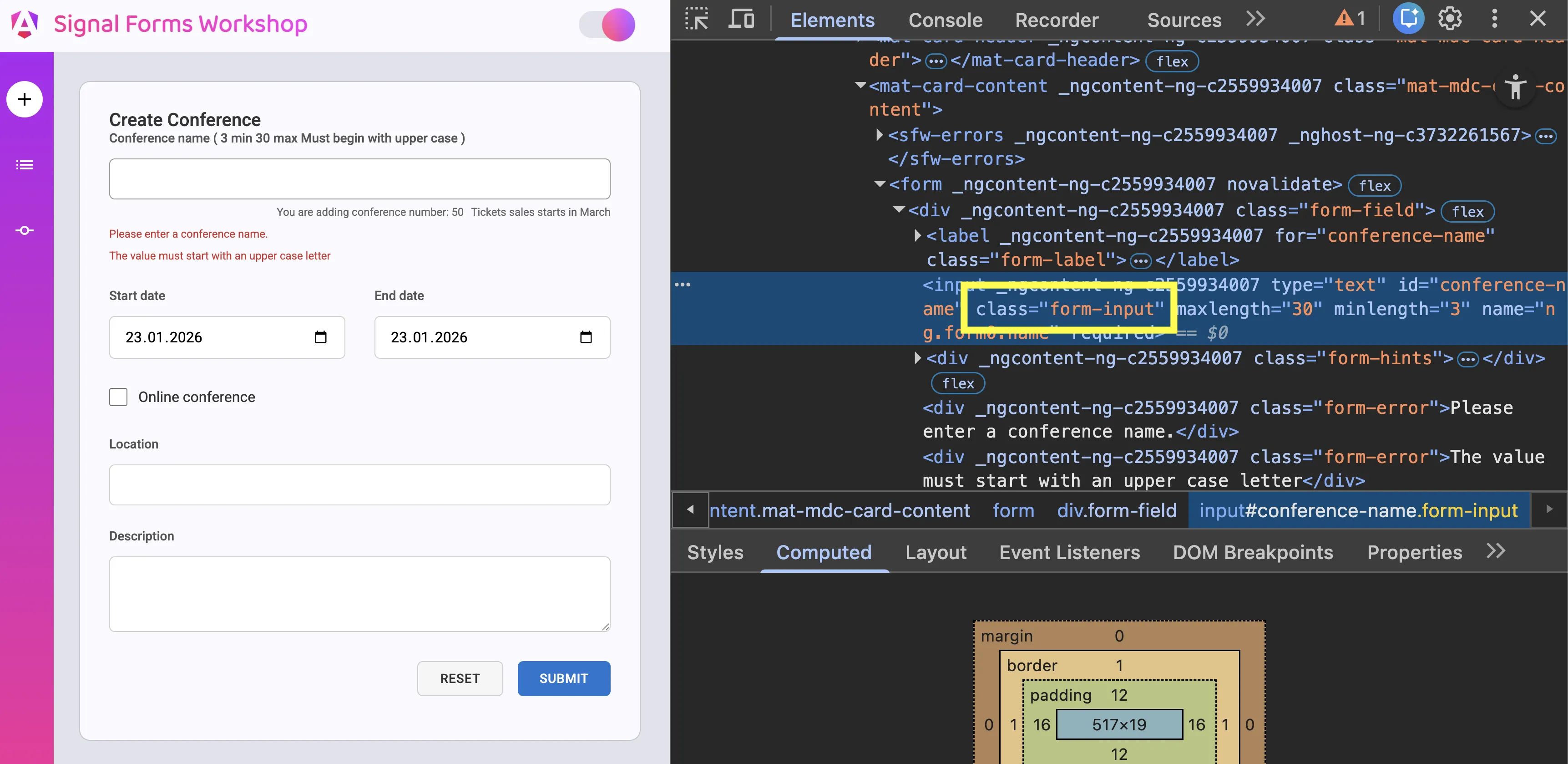 Signal Form without CSS state classes