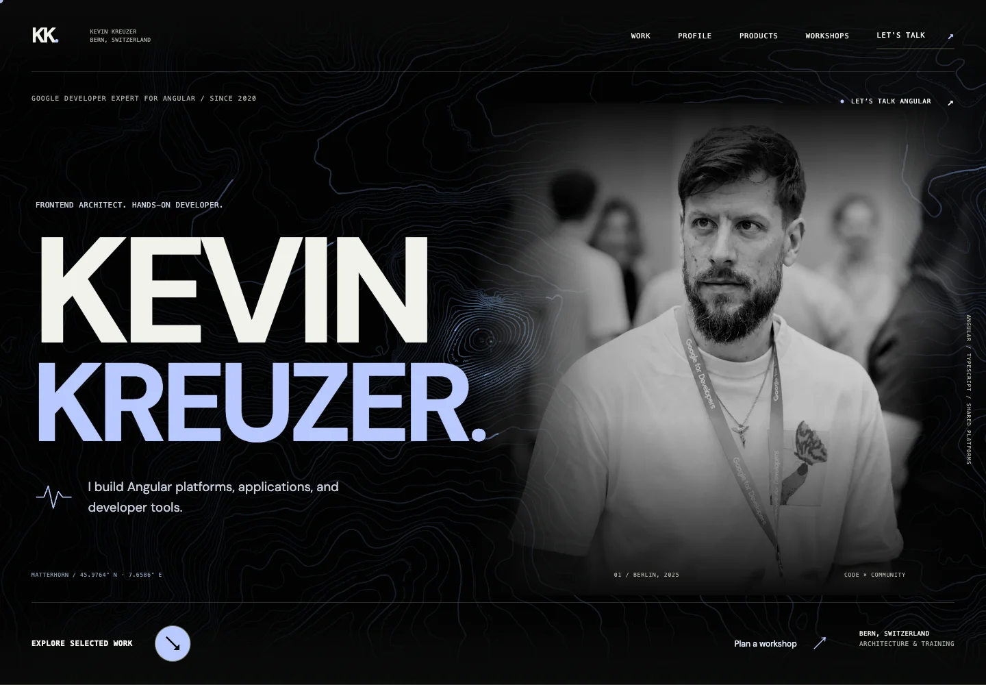 The portfolio design in use on Kevin Kreuzer's personal site